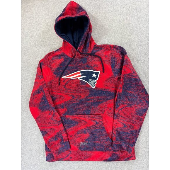 New England Patriots ZUBAZ Sideline‎ Hoodie Sweatshirt (Men's Medium) Red/Blue - Picture 1 of 12